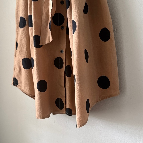 Who what where tan and black polkadot button front shirt dress sleeveless - Picture 4 of 7